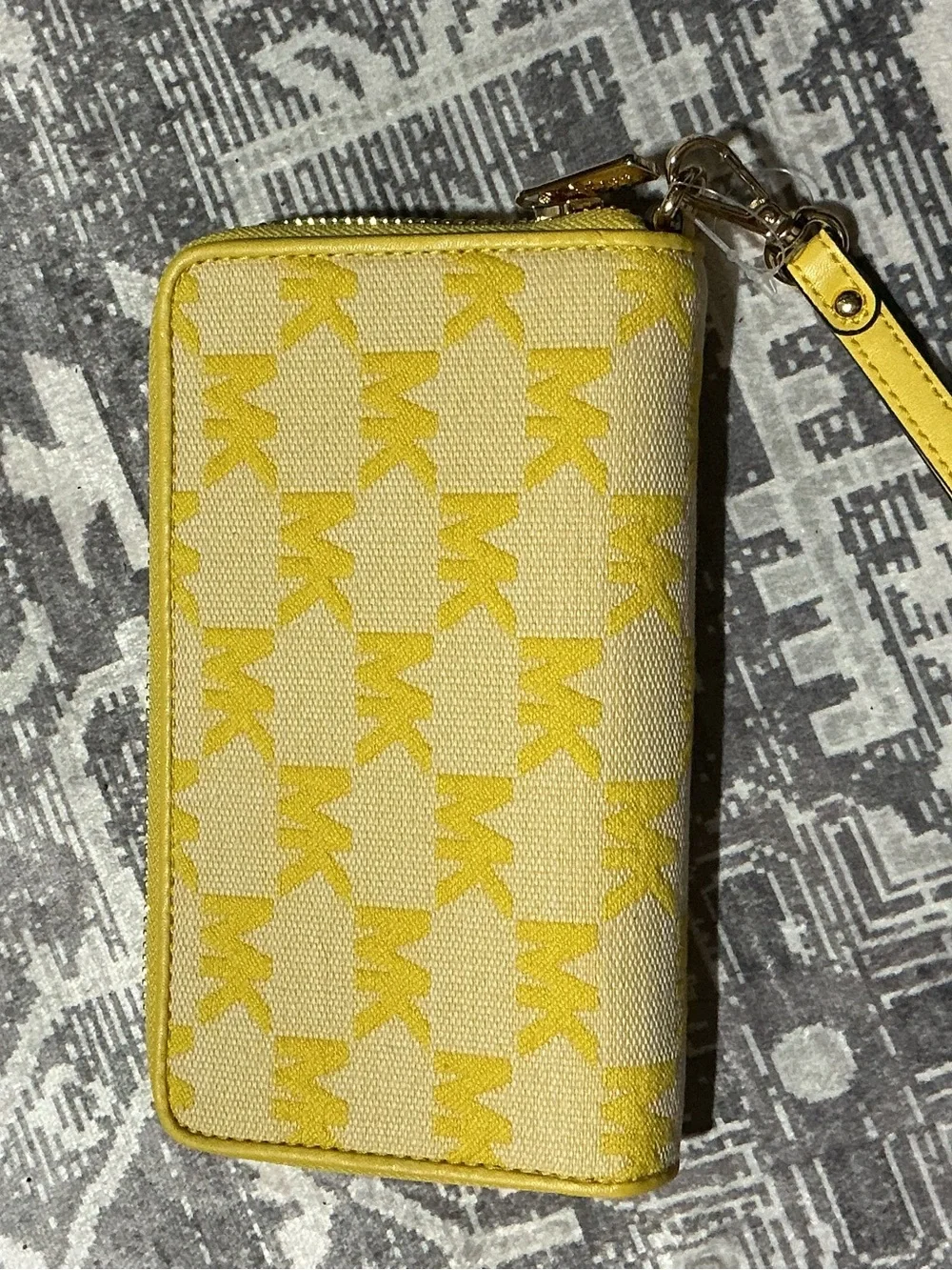 Michael Kors Yellow MK Monogram Zip-Around Wristlet Wallet